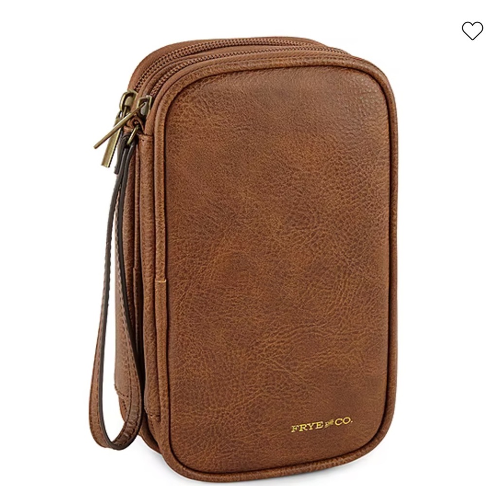 Frye and Co. brown vegan leather tech storage case.